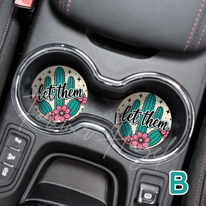 Turquoise and Cheetah Western Car Coaster Set