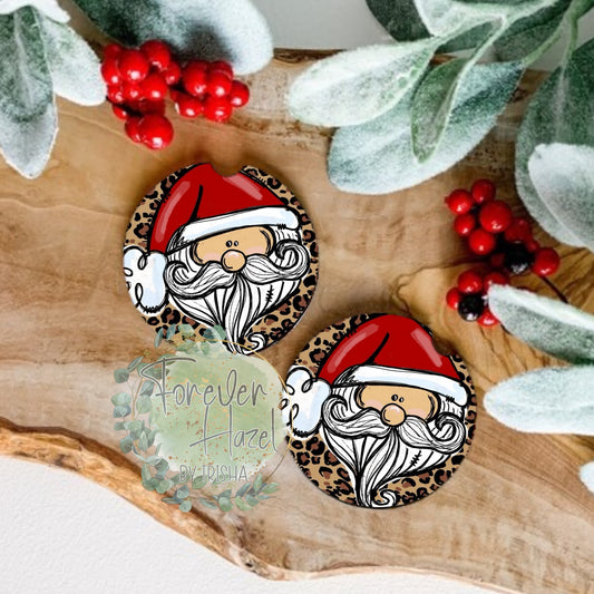 Cheetah Santa Car Coaster Set