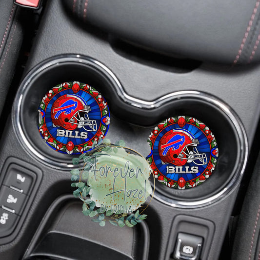 Stained Goass Buffalo Car Coaster Set