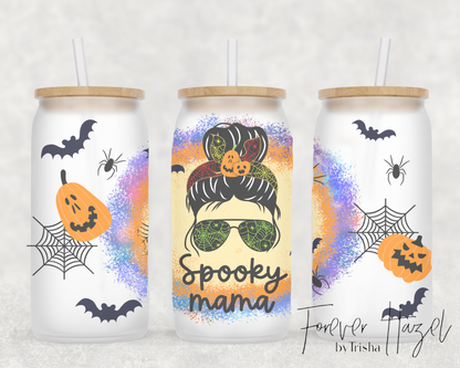 Spooky Mama 16oz Frosted Glass Can