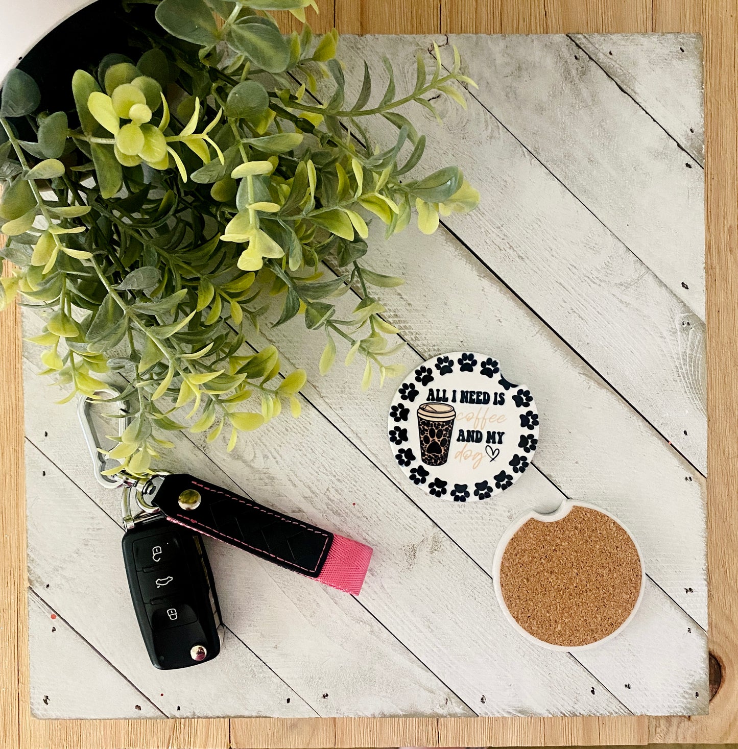 All I Need Is Coffee and My Dog Car Coaster Set