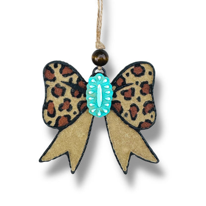 Velvet Bow With Turquoise Jewel Freshie