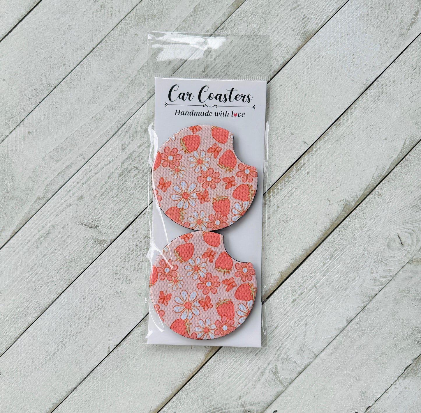 Strawberry Patch Car Coaster Set