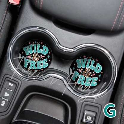 Turquoise and Cheetah Western Car Coaster Set