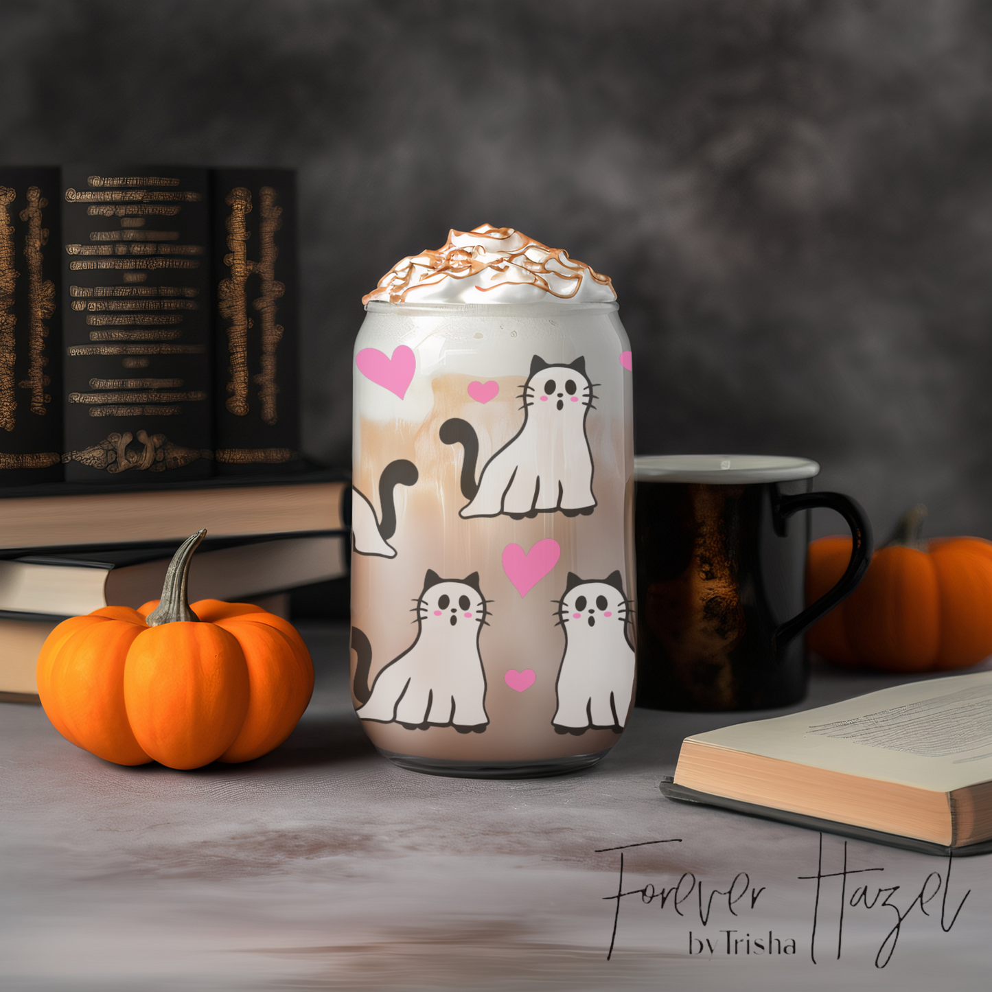 Ghost Kitties 16oz Frosted Glass Can