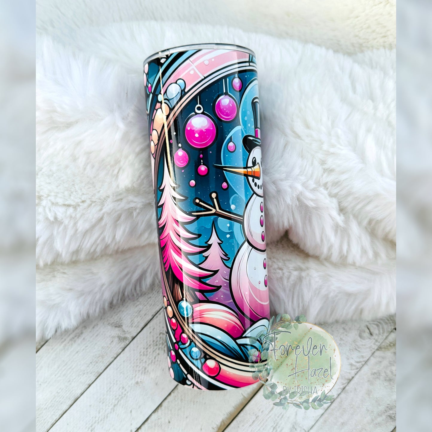 Stained Glass Snowman Tumbler