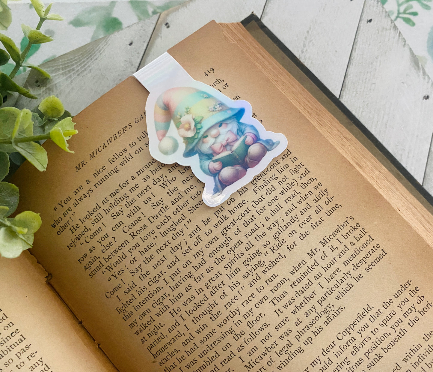 Pastel Rainbow Gnome Magnetic Bookmark
