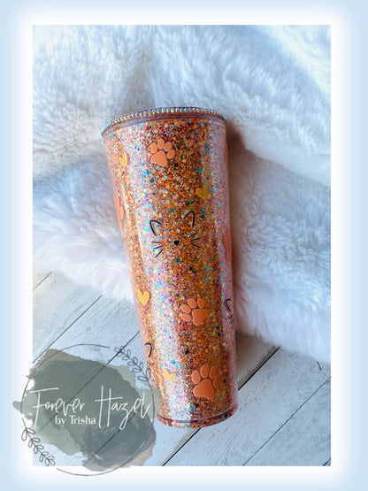 Cat Mom 24oz Glittered Acrylic 24oz Tumbler