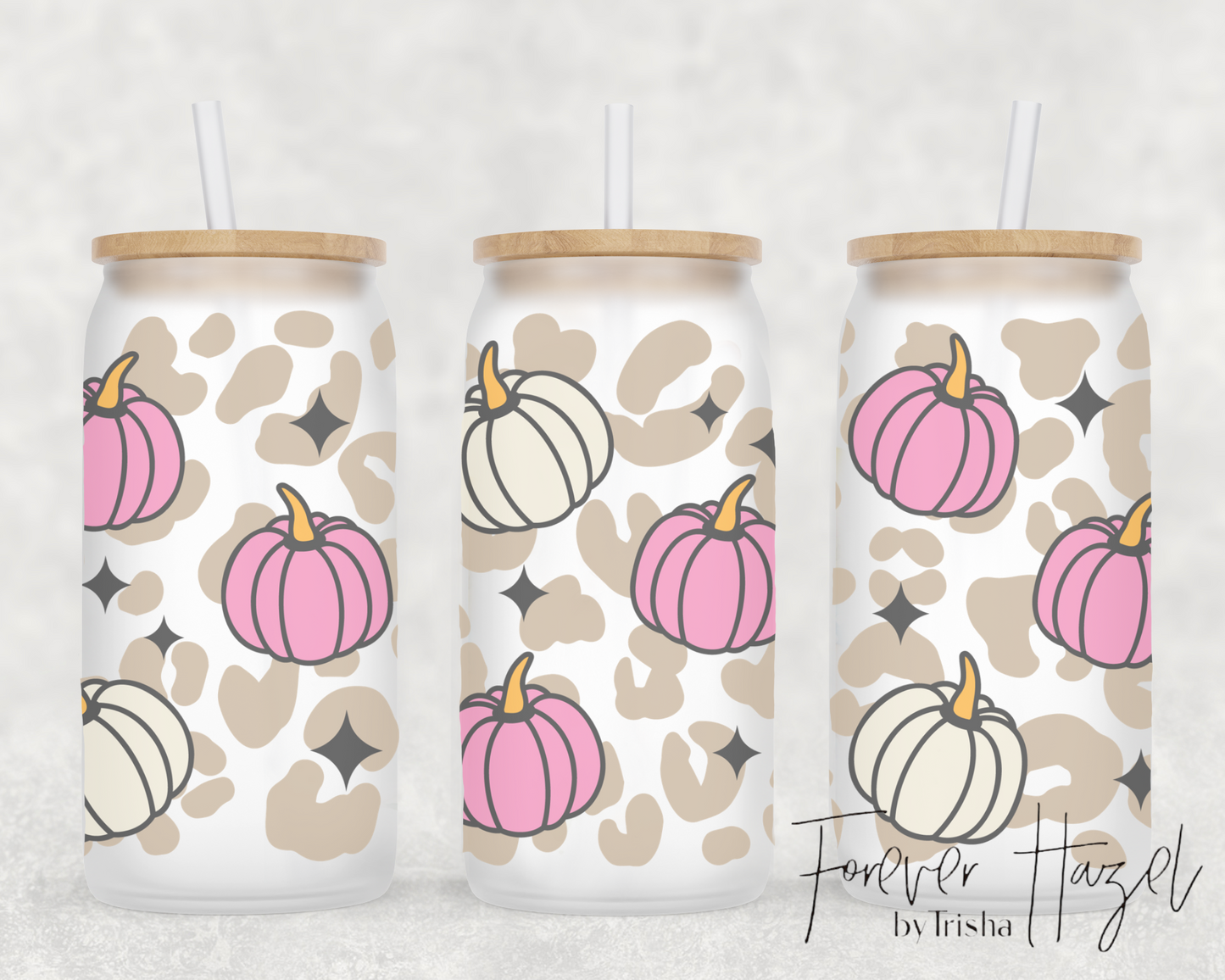 Cheetah Pumpkins 16oz Frosted Glass Can