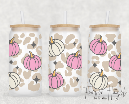 Cheetah Pumpkins 16oz Frosted Glass Can