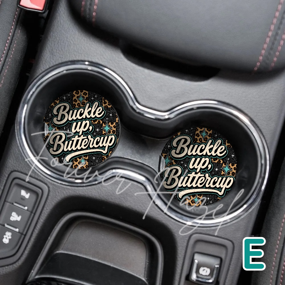 Turquoise and Cheetah Western Car Coaster Set