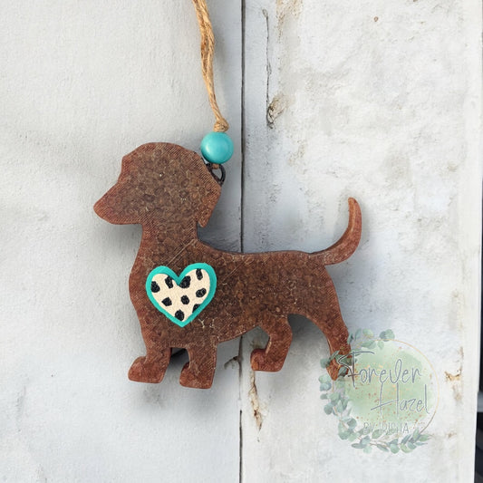 Dachshund With Cow Print Heart Freshie: Animal Aroma Bead Air Fresheners