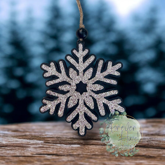 Black and Champagne Gold Snowflake Freshies: Winter Aroma Bead Air Fresheners