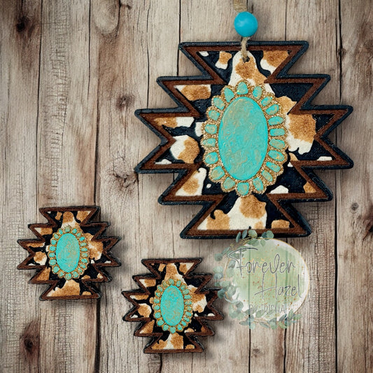 Cowhide Aztec Car Freshie: Western Aroma Bead Air Freshener