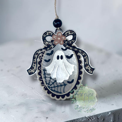 Spooky Ghost in a Frame Freshie: Halloween Aroma Bead Air Fresheners