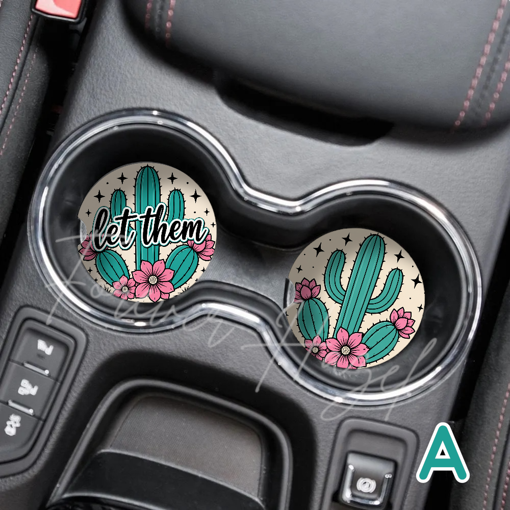 Turquoise and Cheetah Western Car Coaster Set
