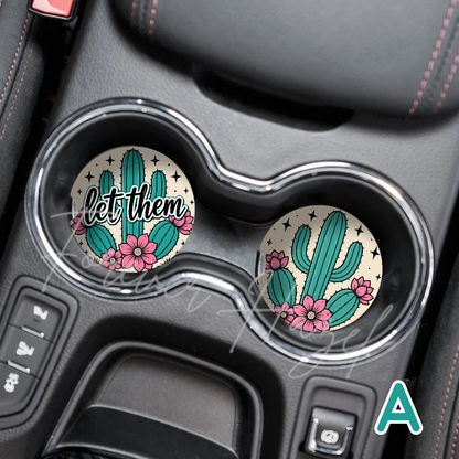 Turquoise and Cheetah Western Car Coaster Set
