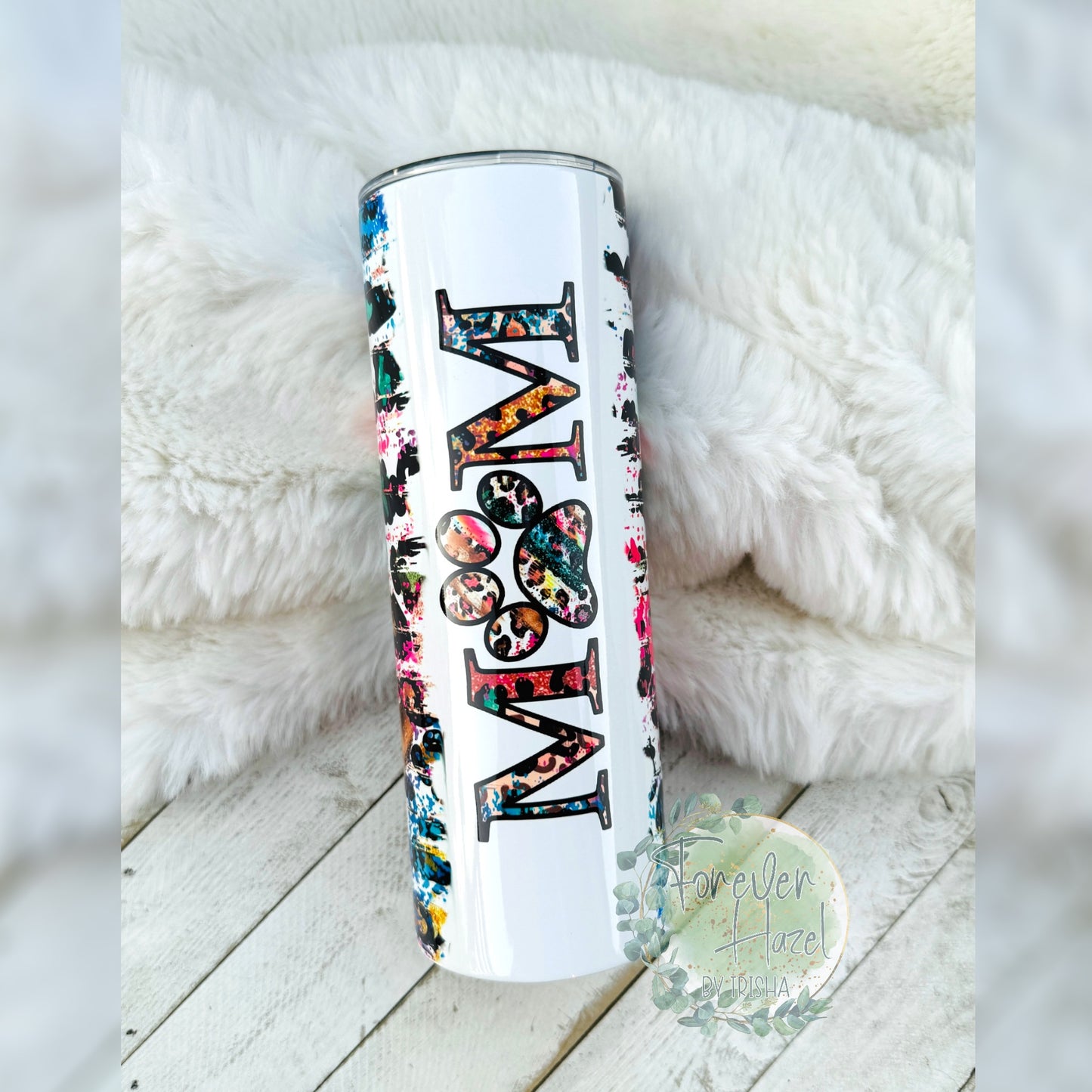 Rainbow Cheetah Fur Mom Tumbler