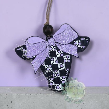 Checkered Cow with Bow Freshie: Western Aroma Bead Air Freshener