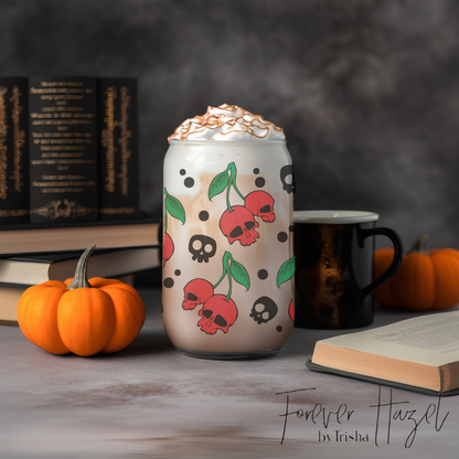 Skull Cherries 16oz Frosted Glass Can