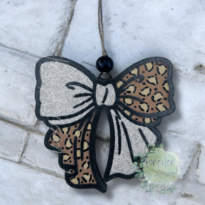 Cheetah Glittery Bow Freshie: Aroma Bead Air Freshener
