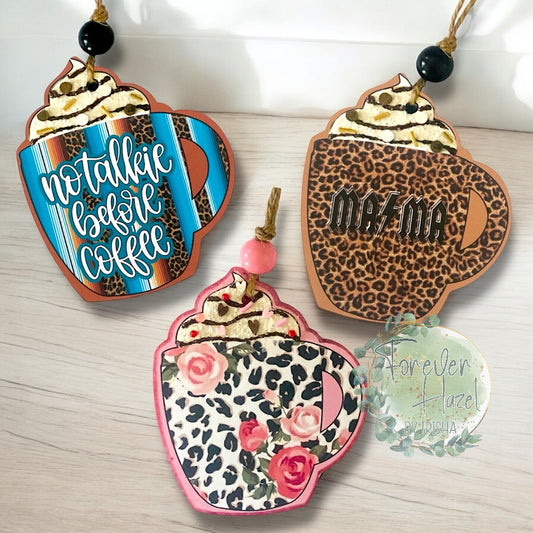 Western Coffee Mug Freshies | Cheetah & Roses Coffee Mug Freshie | No Talkie Before Coffee Mug Freshie | Cheetah Mama Mug Freshie