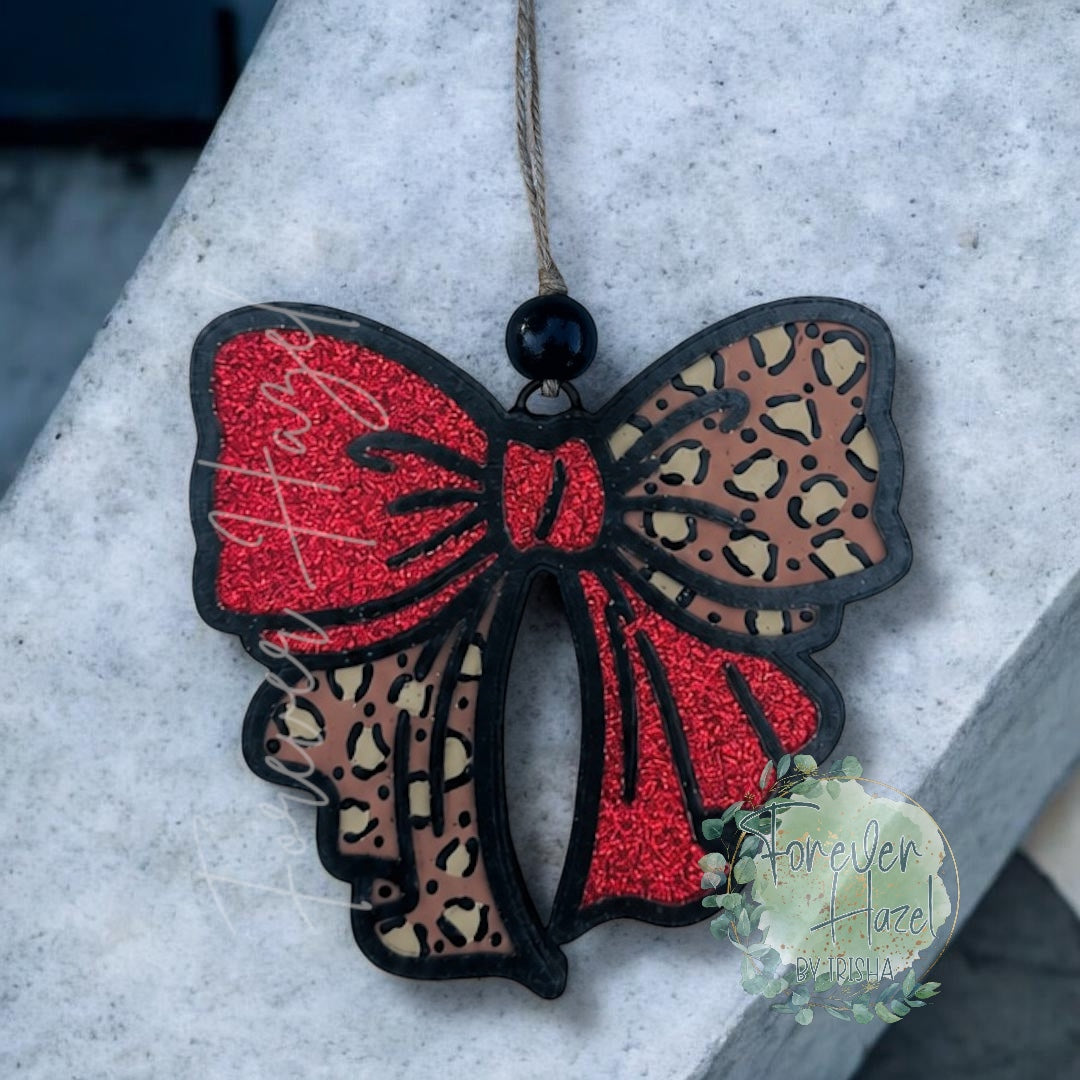 Cheetah Glittery Bow Freshie: Aroma Bead Air Freshener