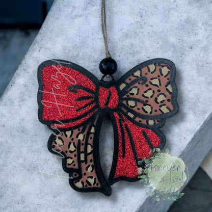 Cheetah Glittery Bow Freshie: Aroma Bead Air Freshener