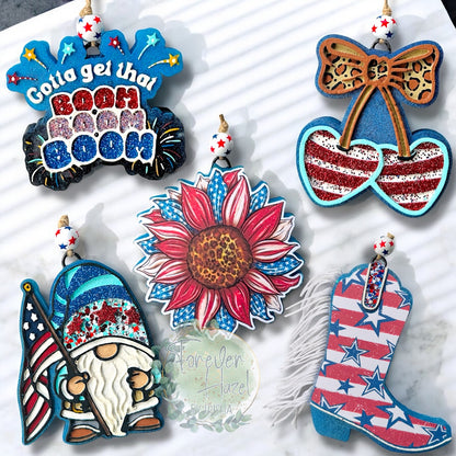 Patriotic Freshies | Patriotic Cheetah Cherries Freshie | Patriotic Sunflower Freshie| Patriotic Boot Freshie | Patriotic Gnome  Freshie | Boom Boom Boom Freshie
