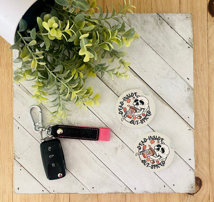 Dead Inside But Spiced Car Coaster Set