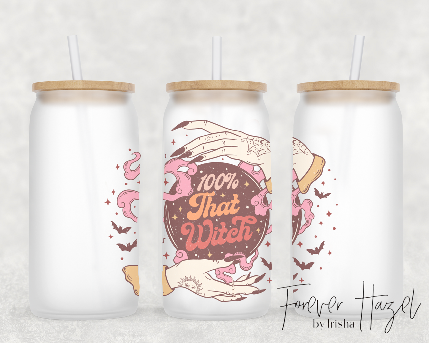 100% That Witch 16oz Frosted Glass Can