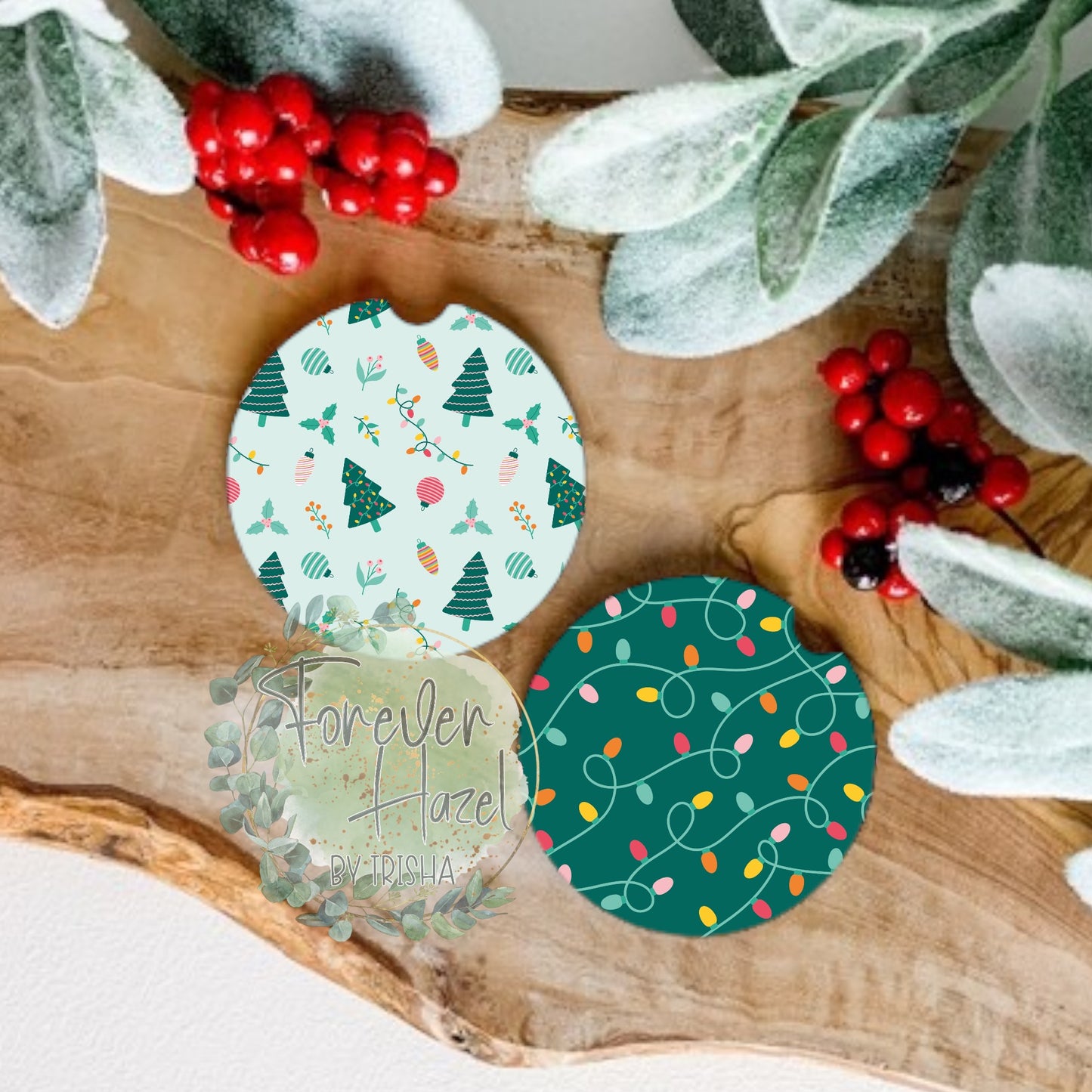 Holiday Patterns Car Coaster Set