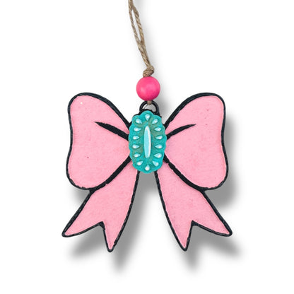 Velvet Bow With Turquoise Jewel Freshie