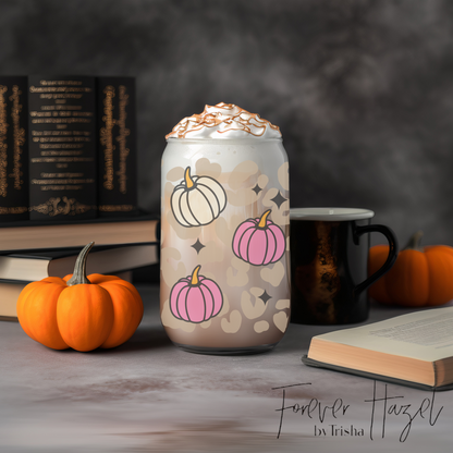 Cheetah Pumpkins 16oz Frosted Glass Can