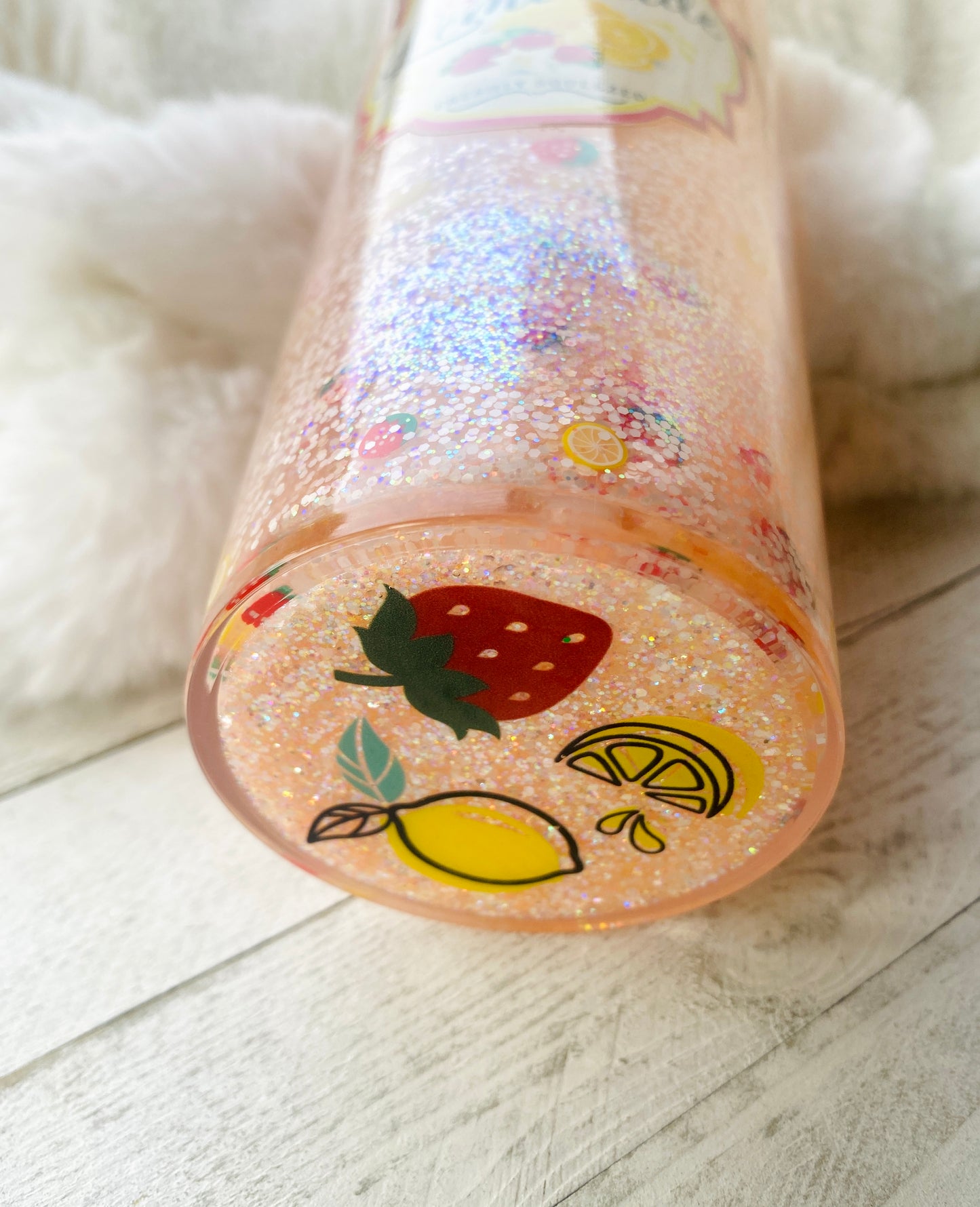 Strawberry Lemonade Glitter Snowglobe Acrylic 24oz Tumbler