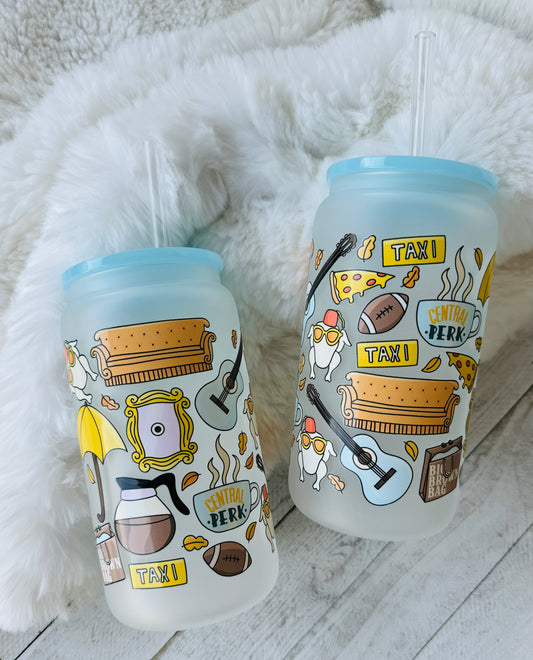 Friends Theme 16oz Frosted Glass Can