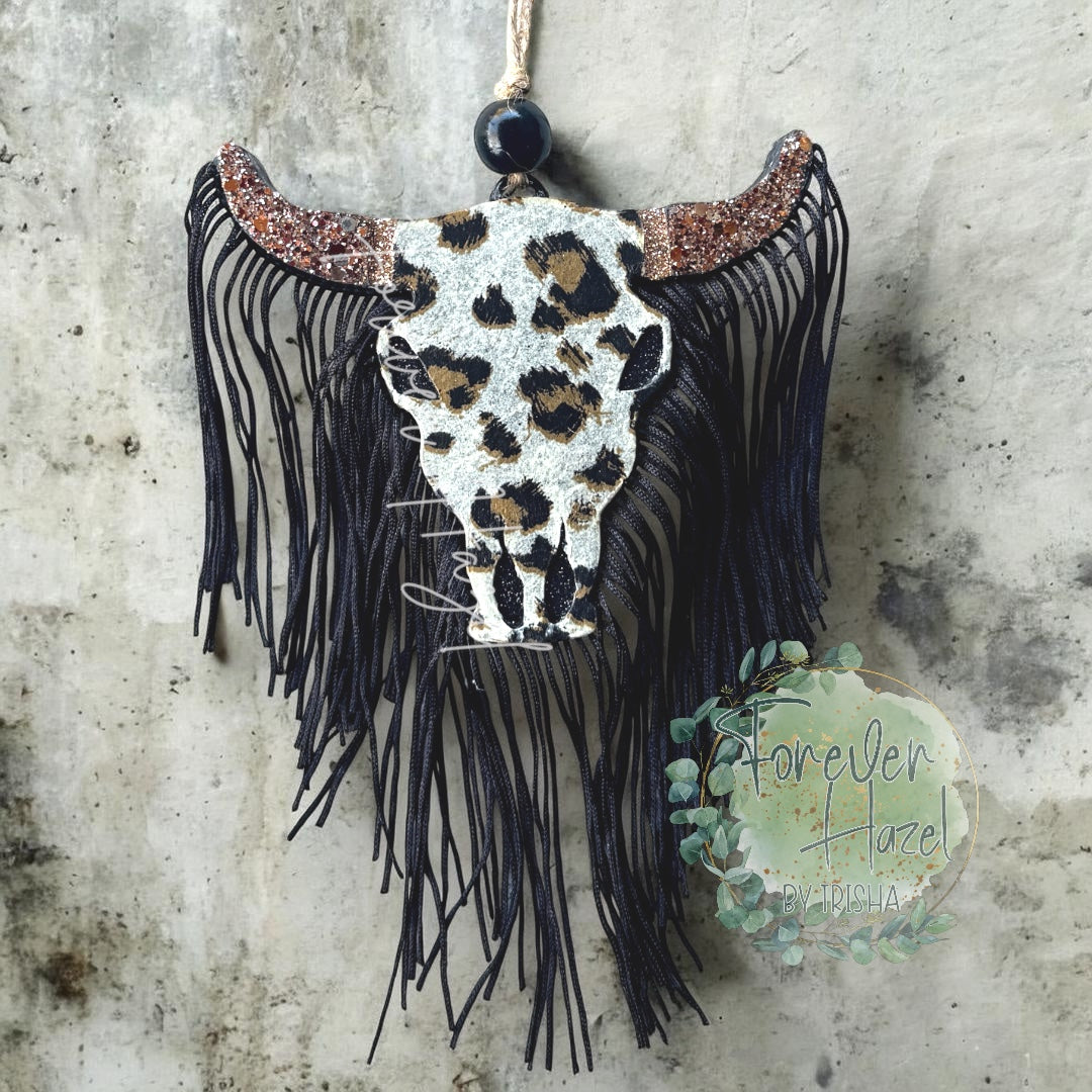 Cheetah Bull Skull Freshie: Western Aroma Bead Air Freshener