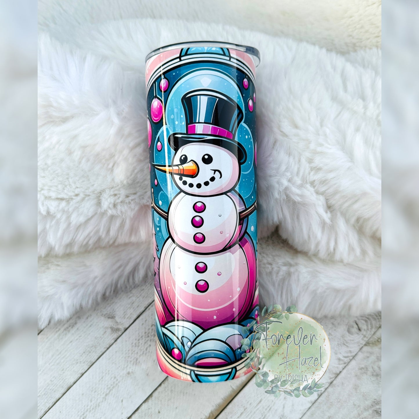 Stained Glass Snowman Tumbler