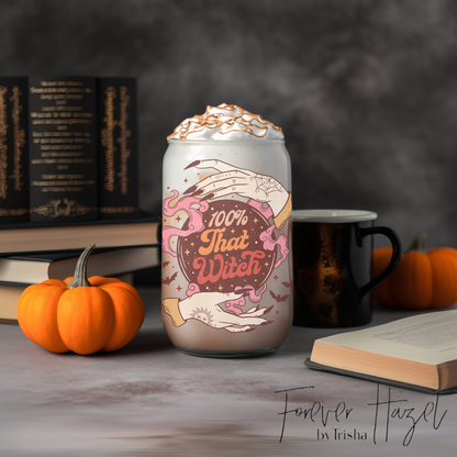 100% That Witch 16oz Frosted Glass Can