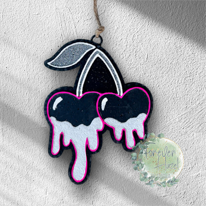 Black, Pink & White Drip Cherries Freshie | Lace Drip Cherries Freshie