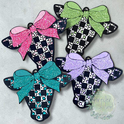 Checkered Cow with Bow Freshie: Western Aroma Bead Air Freshener