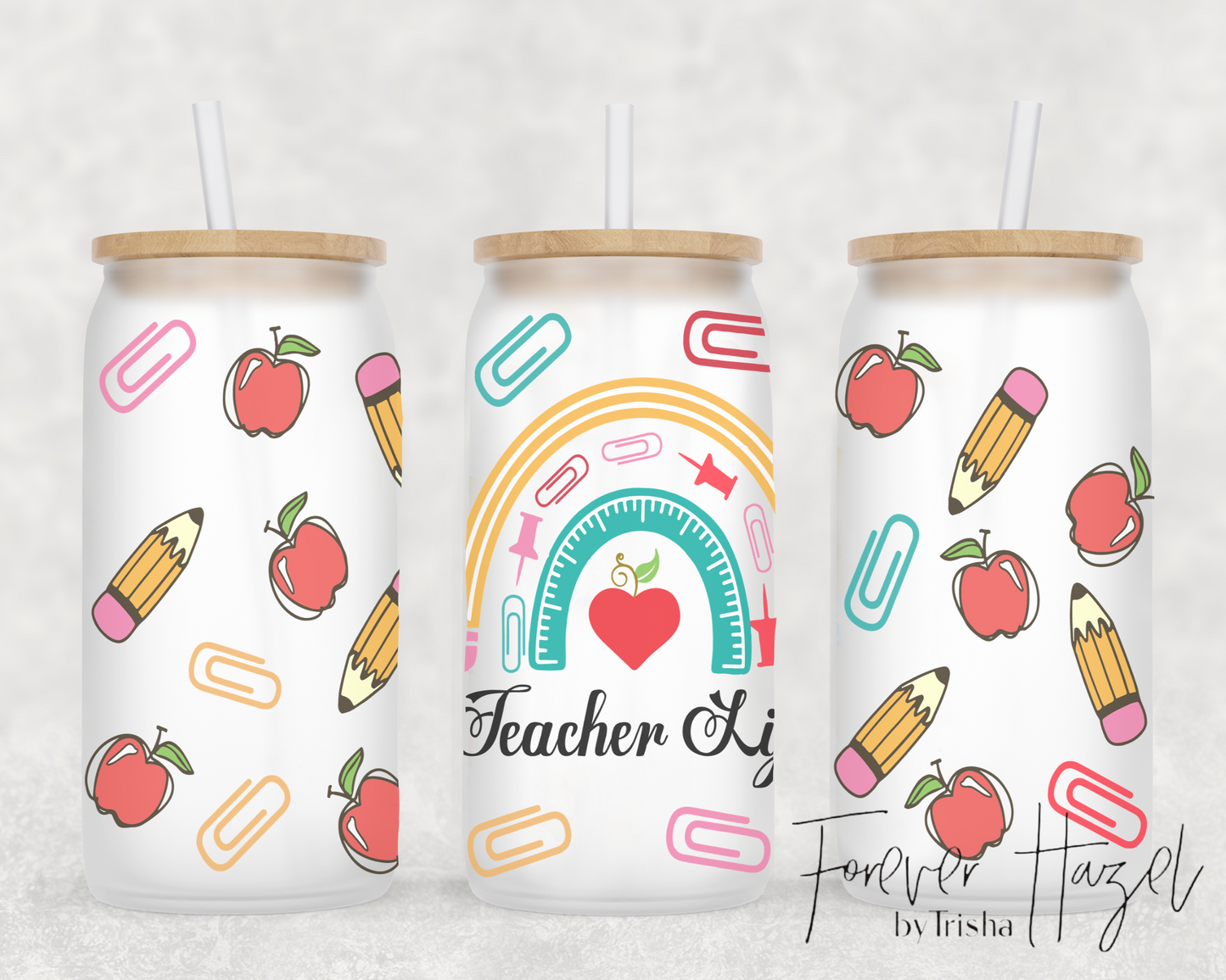 Teacher Life 16oz Frosted Glass Can