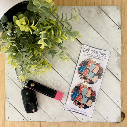 Floral Fur Mama Car Coaster Set