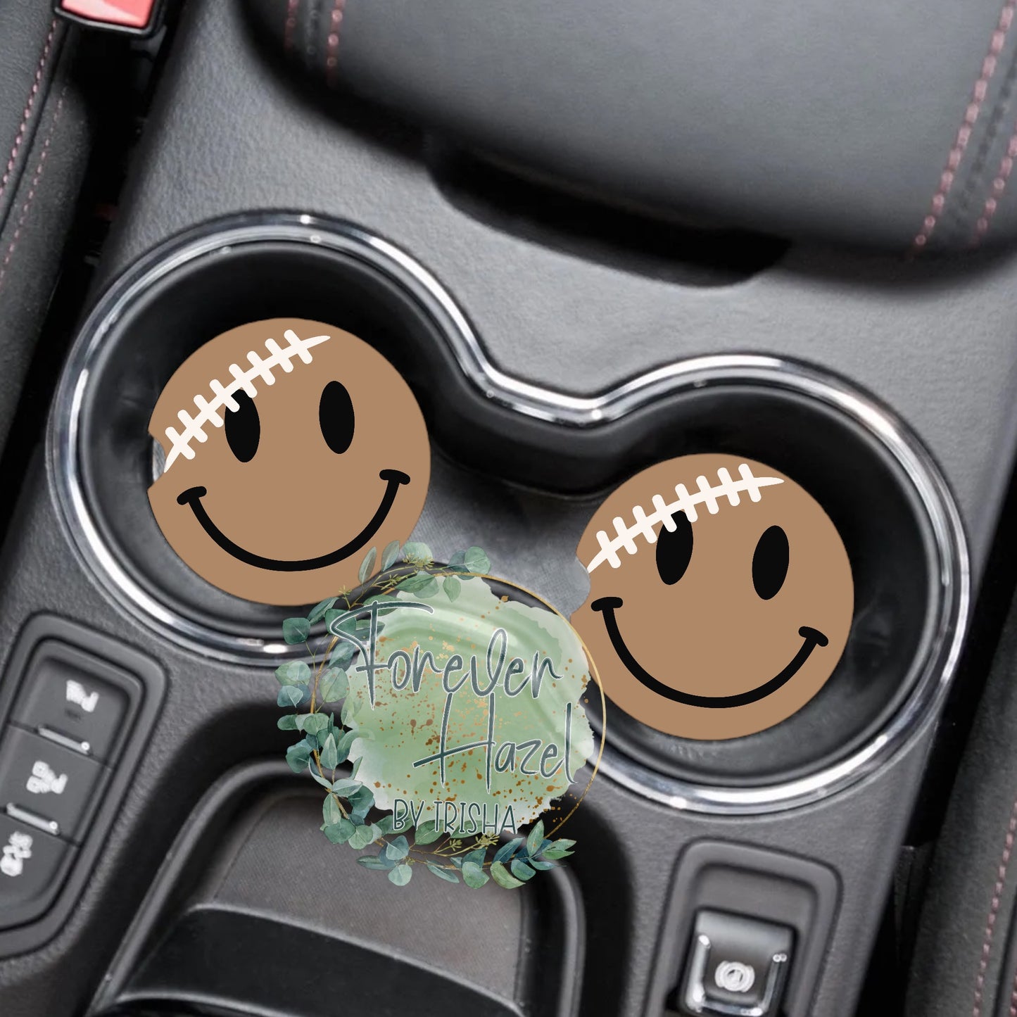 Football Smiley Car Coaster Set