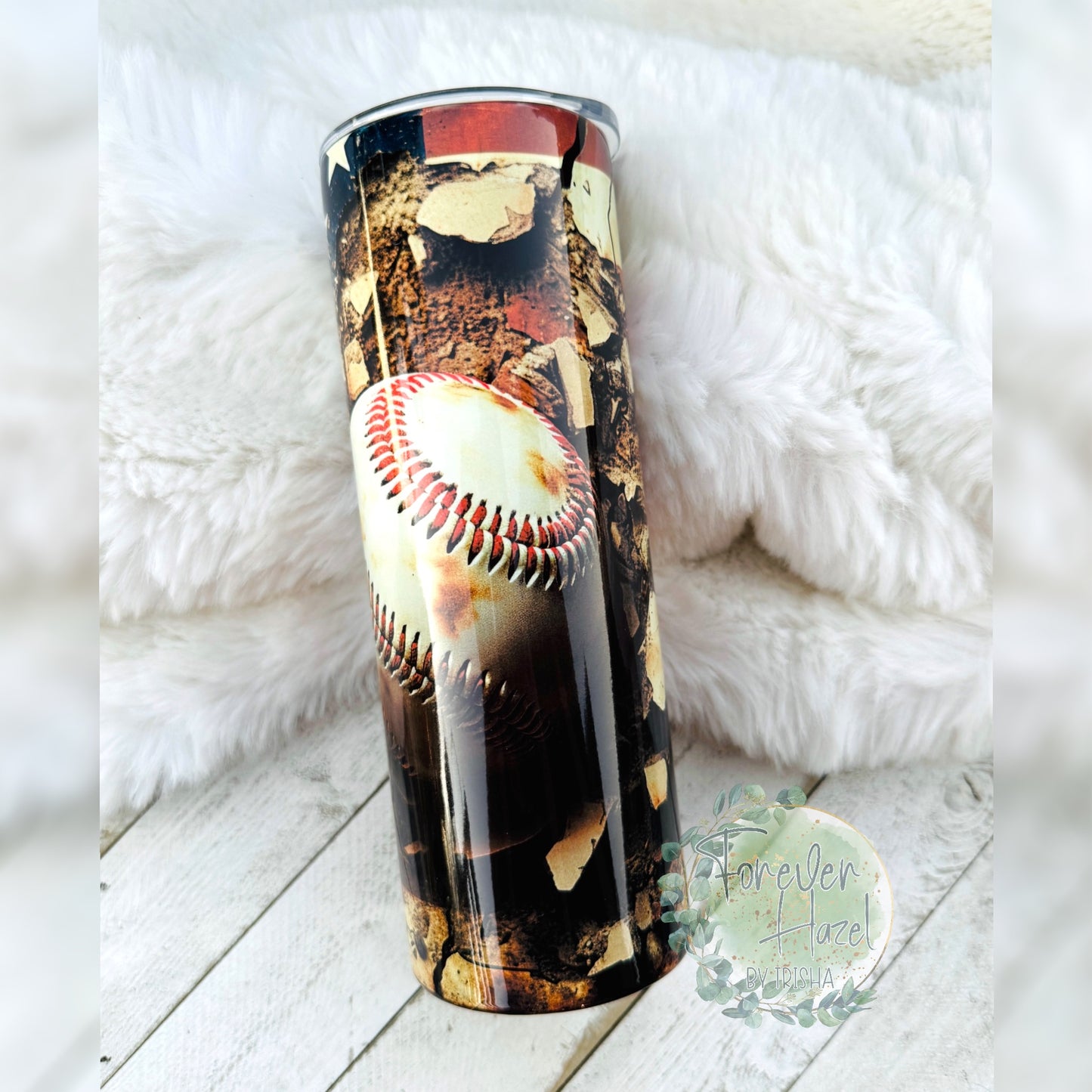 Distressed Flag & Baseball Tumbler