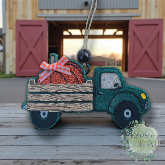 Pumpkin in a Truck Autumn Freshie | Fall Aroma Bead Air Fresheners