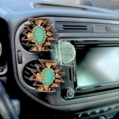 Cowhide Aztec Car Freshie: Western Aroma Bead Air Freshener