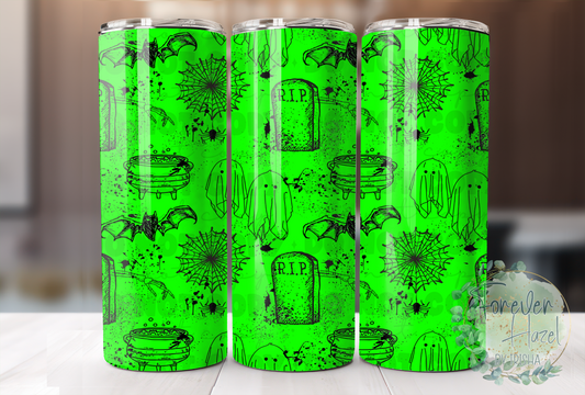 Neon Green Halloween Grunge Art Tumbler