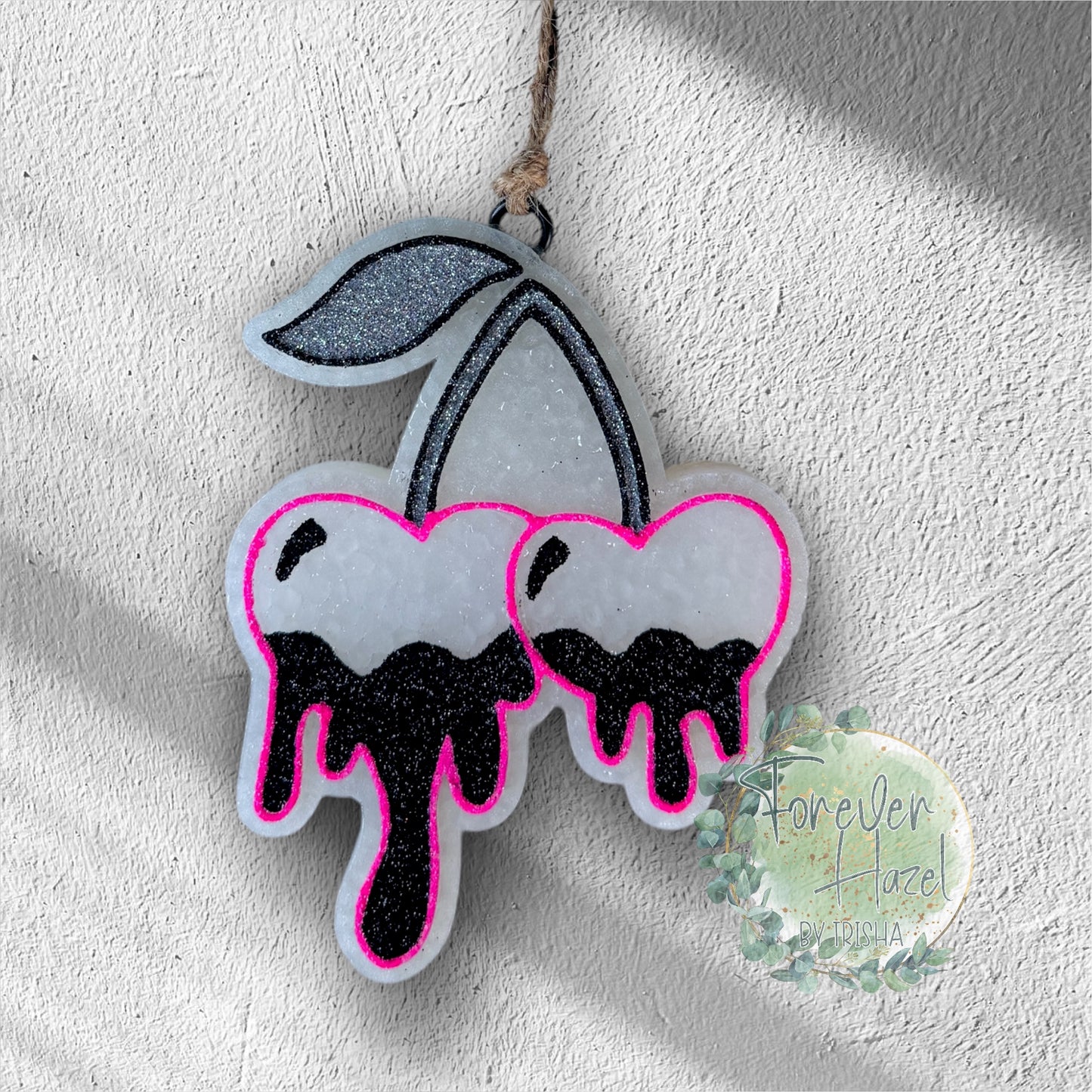 Black, Pink & White Drip Cherries Freshie | Lace Drip Cherries Freshie