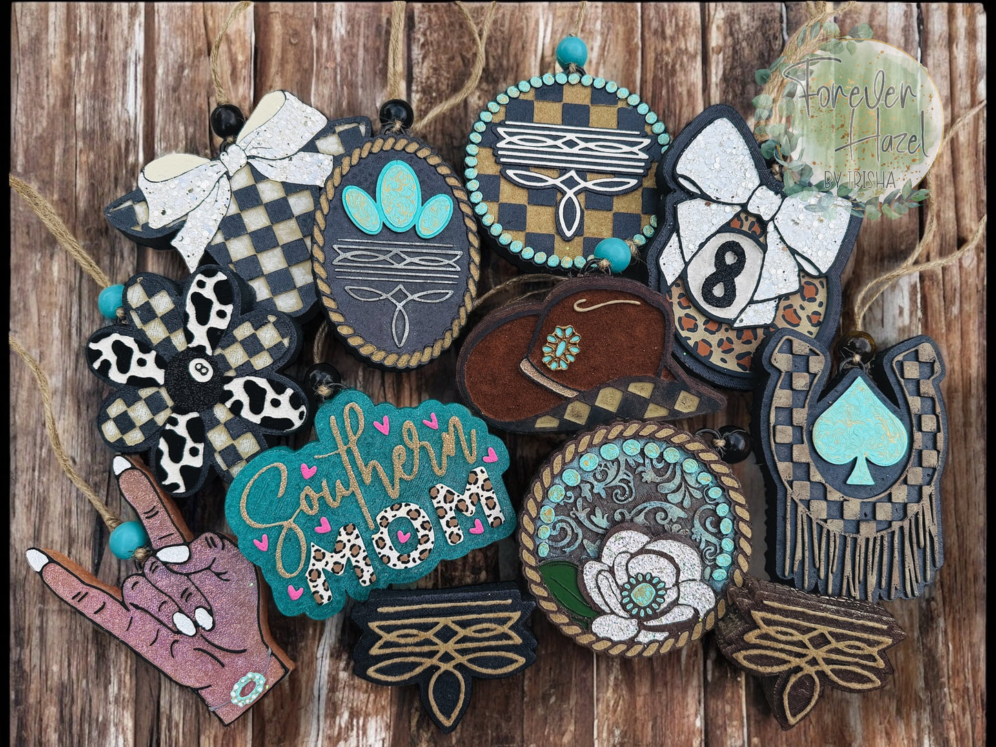 Western Cowgirl Freshie | Southern Mom Freshie | Checkered Cow with Bow Freshie | Horseshoe with Spade Freshie